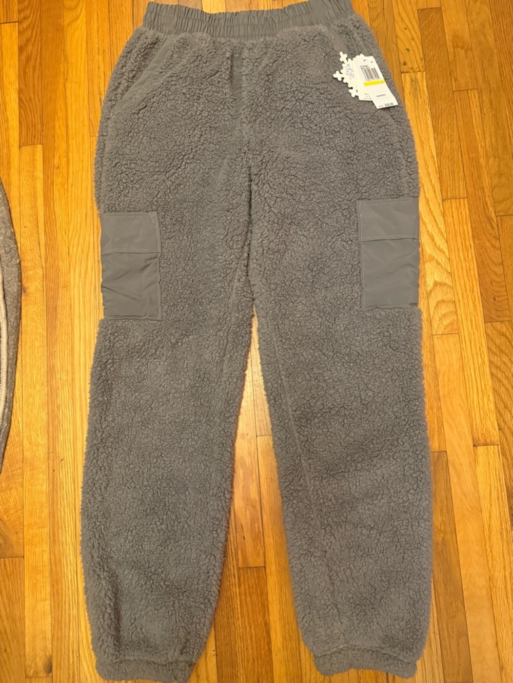 Hippie Rose Cozy Gray Sherpa Fleece Jogger Pants